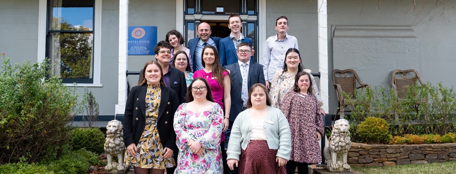 Group of people smiling to camera